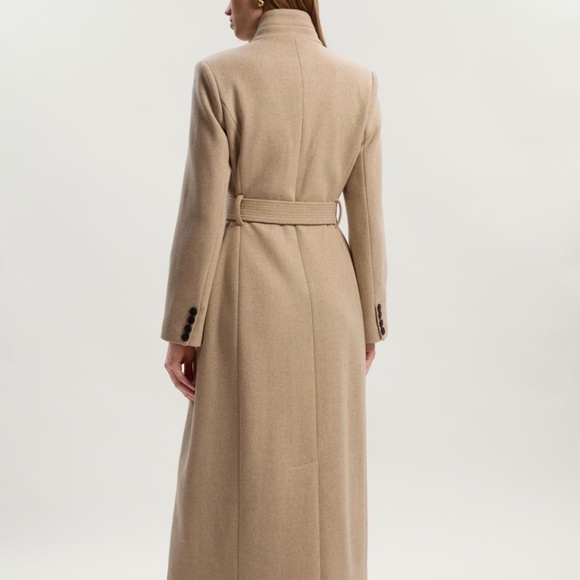 Karen Millen Wool Investment Notch Neck Tailored Maxi Coat in oatmeal 6 NWT - Picture 2 of 4